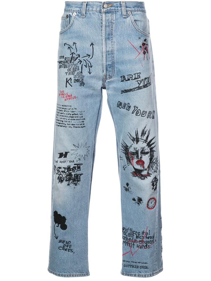 R13 Graffiti Logo Jeans - Blue