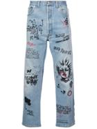 R13 Graffiti Logo Jeans - Blue