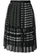 Sacai Printed Pleat Skirt, Women's, Size: 1, Black, Cupro/polyester