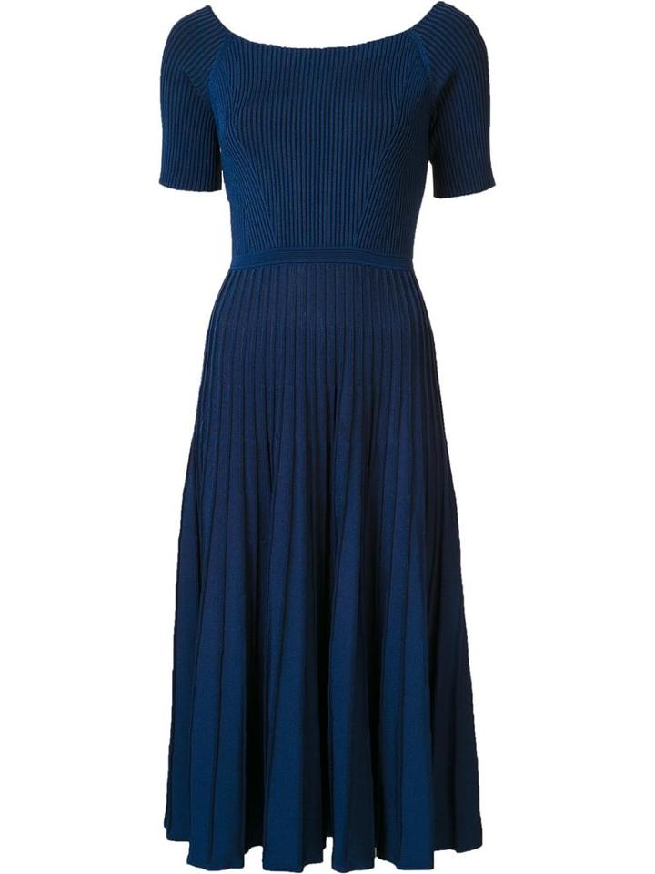 Jason Wu Ribbed Flared Dress, Women's, Size: Xs, Blue, Viscose