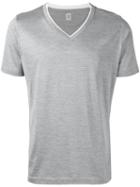 Eleventy V-neck T-shirt, Men's, Size: Large, Grey, Cotton/silk