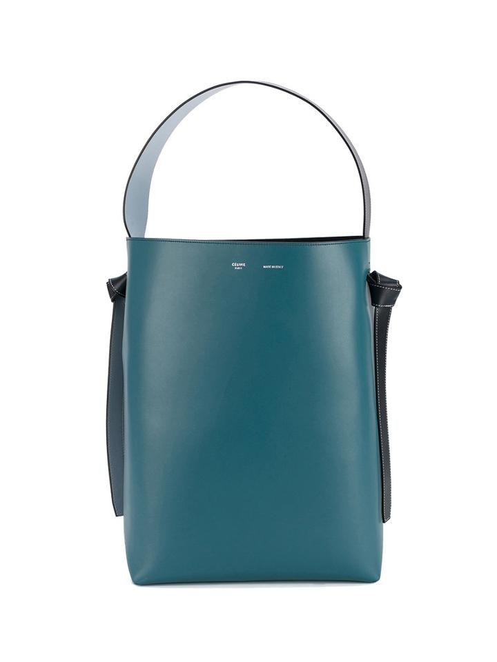 Céline Knotted Bi-colour Shoulder Bag, Women's, Blue, Leather