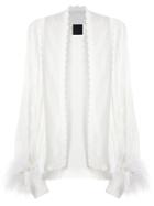 Andrea Bogosian Feather Appliqué Knit Cardigan - White