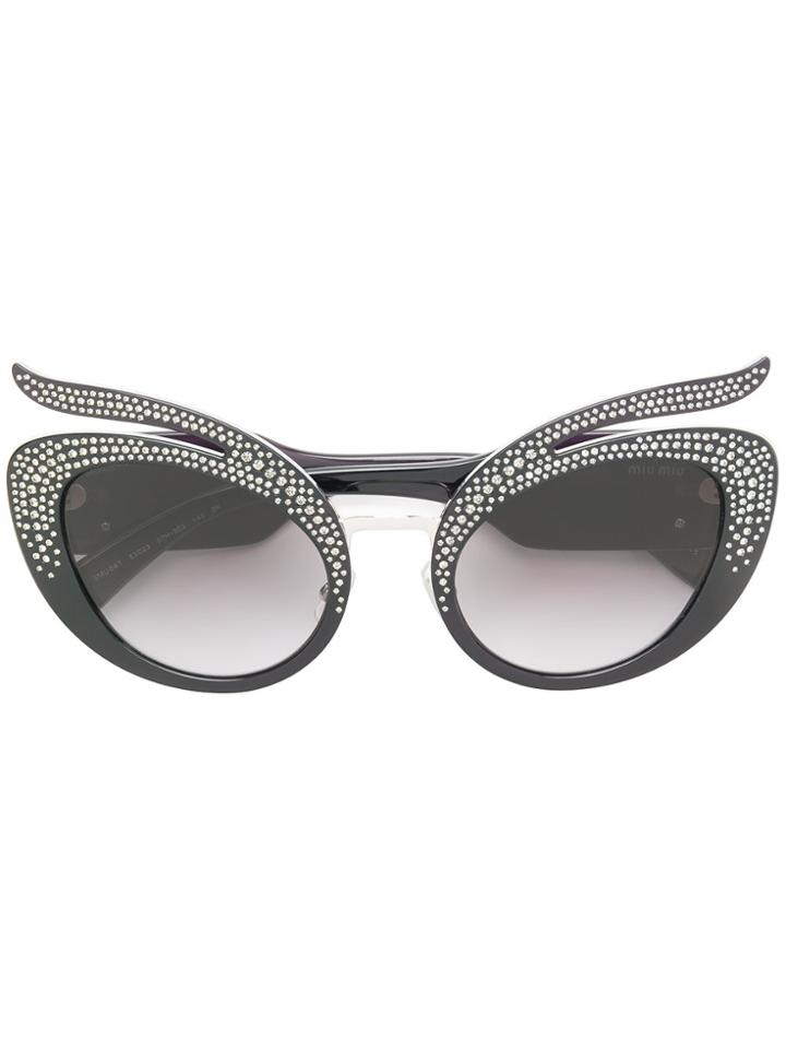 Miu Miu Eyewear Swarovski Crystal-embellished Sunglasses - Black