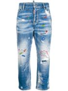 Dsquared2 Distressed Printed Tomboy Jeans - Blue