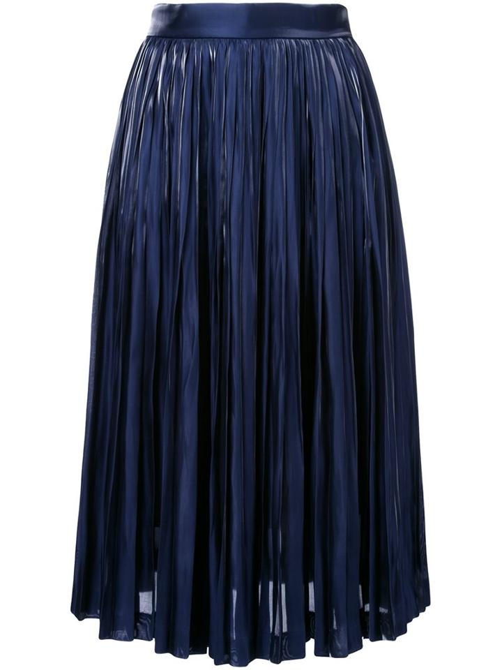 Le Ciel Bleu Contrast Pleated Skirt, Women's, Size: 36, Blue, Polyester