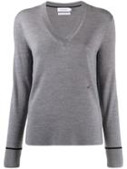 Calvin Klein V-neck Slim-fit Jumper - Grey