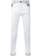 Education From Youngmachines Contrast Panel Cropped Jeans, Men's, Size: 2, White, Cotton/polyurethane