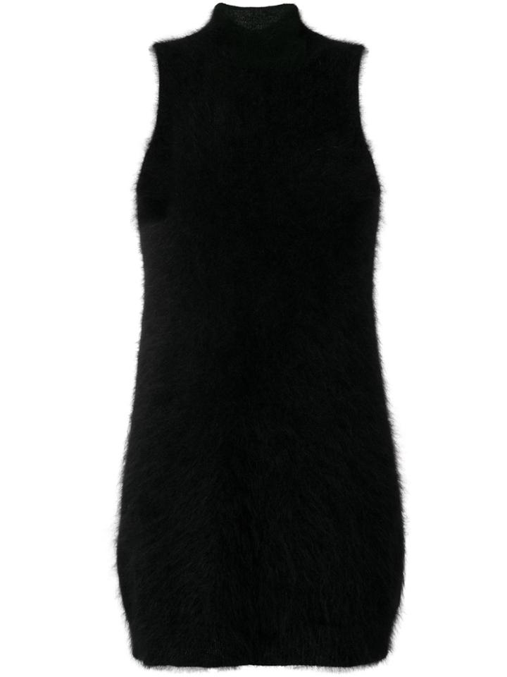 Giamba Fluffy Fitted Dress - Black