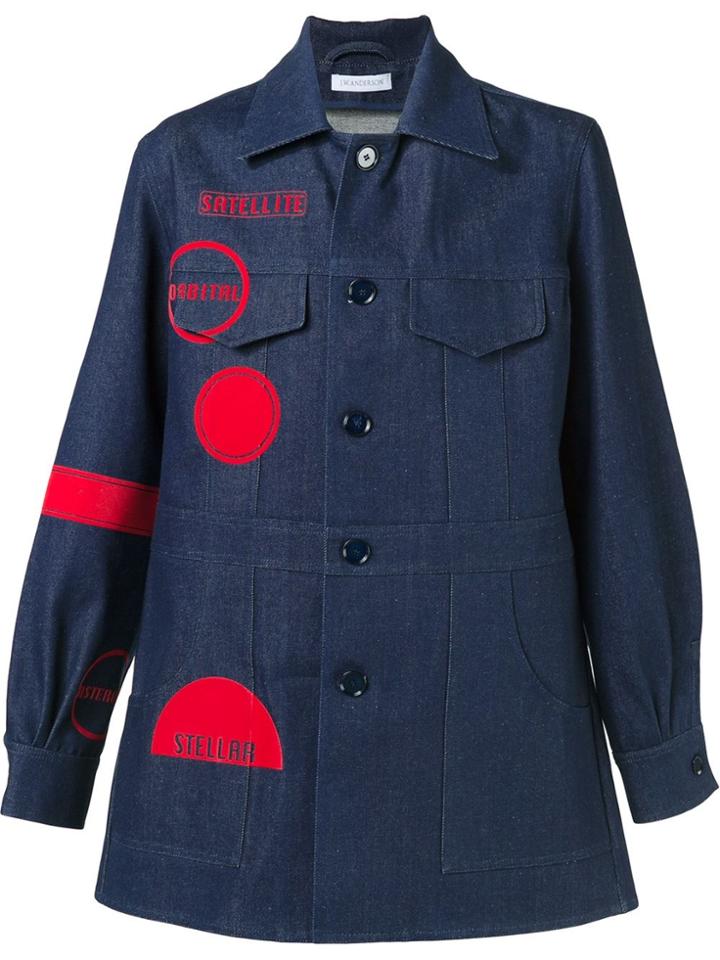 Jw Anderson Space Motif Denim Coat - Blue