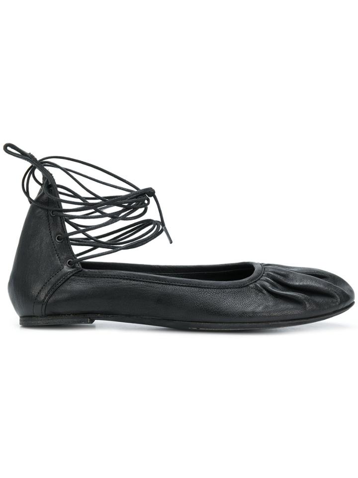 Ann Demeulemeester Ankle-tied Ballerinas - Black