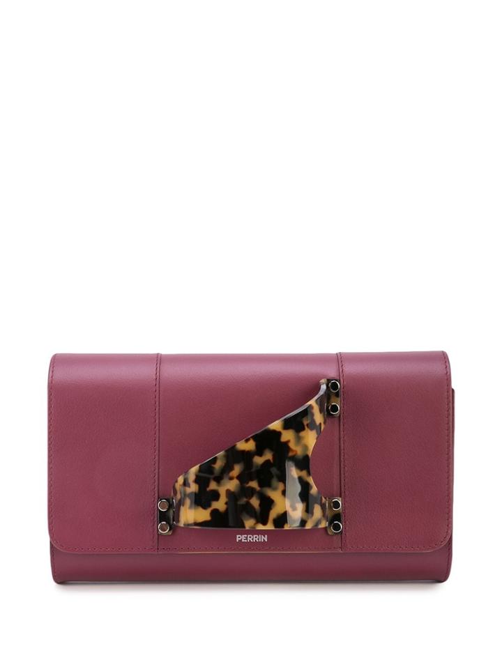 Perrin Paris Tortoiseshell Handle Clutch - Red