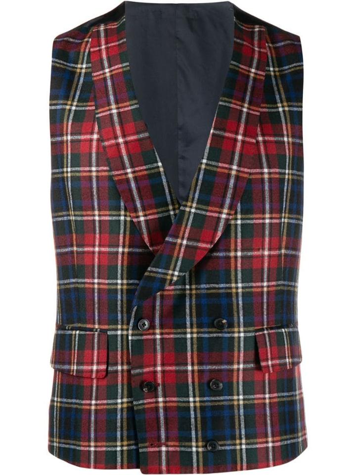 Gabriele Pasini Tartan Double-breasted Waistcoat - Red