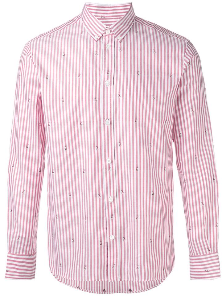 Maison Kitsuné Striped Shirt, Men's, Size: 39, Red, Cotton