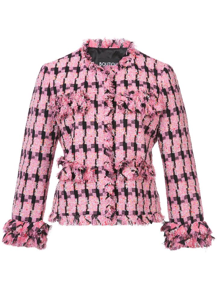 Boutique Moschino - Embroidered Blazer - Women - Cotton/acrylic/polyamide/other Fibers - 42, Pink/purple, Cotton/acrylic/polyamide/other Fibers
