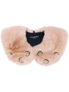 Yves Salomon Rabbit Fur Embellished Collar - Pink & Purple