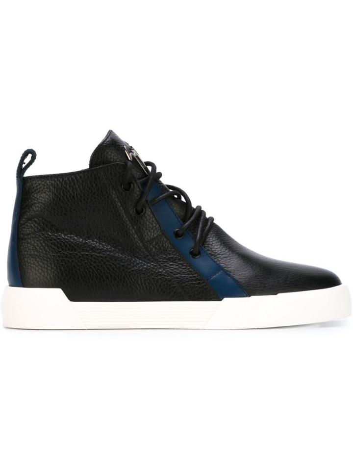 Giuseppe Zanotti Design Lace-up Hi-top Sneakers, Men's, Size: 44, Black, Leather/rubber