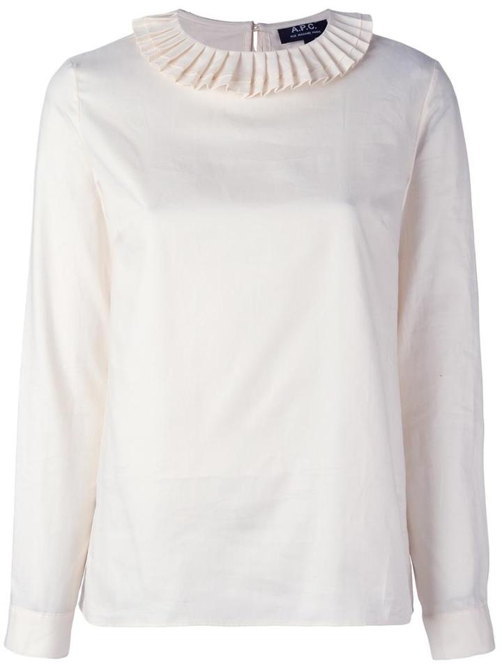 A.p.c. Pleated Collar Sweatshirt, Women's, Size: 38, White, Cotton