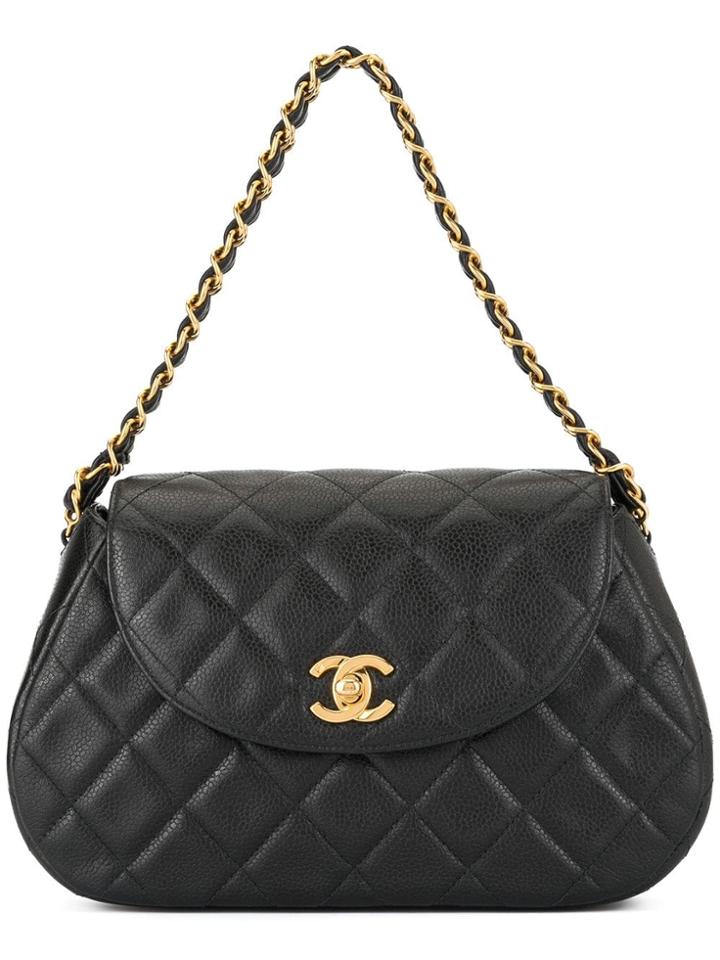 Chanel Vintage Double Chain Hand Bag - Black