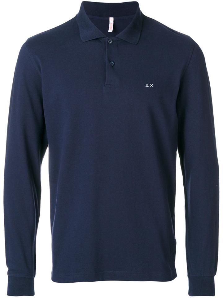 Sun 68 Embroidered Logo Polo Shirt - Blue
