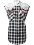 Forte Couture Lace Panel Plaid 'rodeo Queen' Long Button Down Shirt