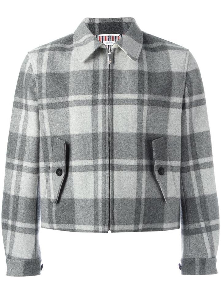 Thom Browne Plaid Jacket, Men's, Size: 1, Grey, Cupro/wool