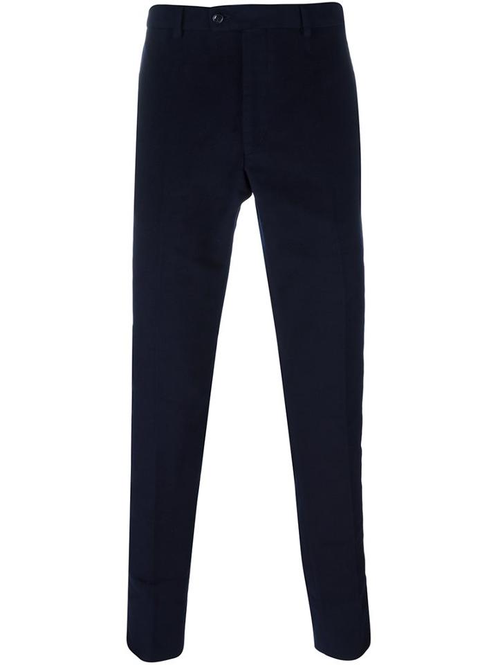 Mp Massimo Piombo Regular Fit Moleskine Trousers, Men's, Size: 52, Blue, Cotton