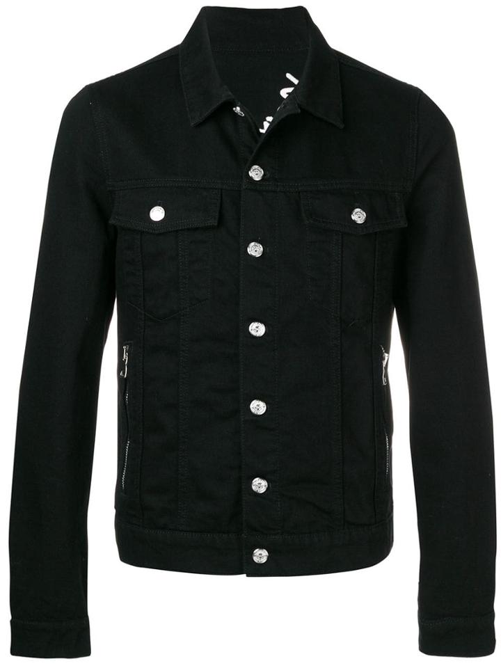 Balmain Logo Embroidered Denim Jacket - Black