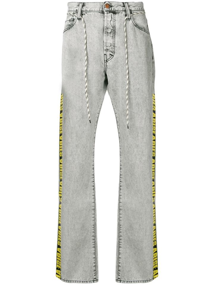Aries Side Logo Stripe Jeans - Grey