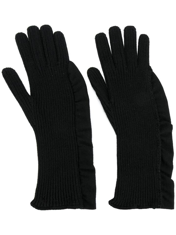 Laneus Ruched Detail Gloves - Black