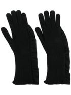 Laneus Ruched Detail Gloves - Black