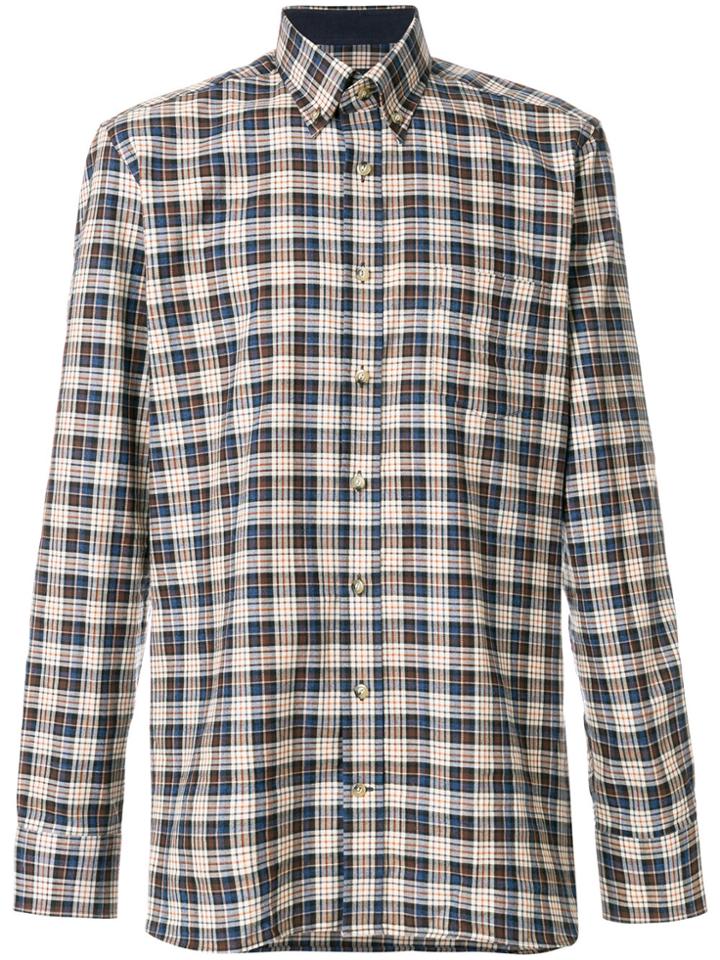 Hackett Long Sleeved Checked Shirt - Brown