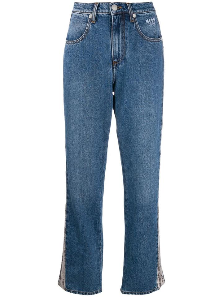 Msgm Python-effect Stripe Jeans - Blue