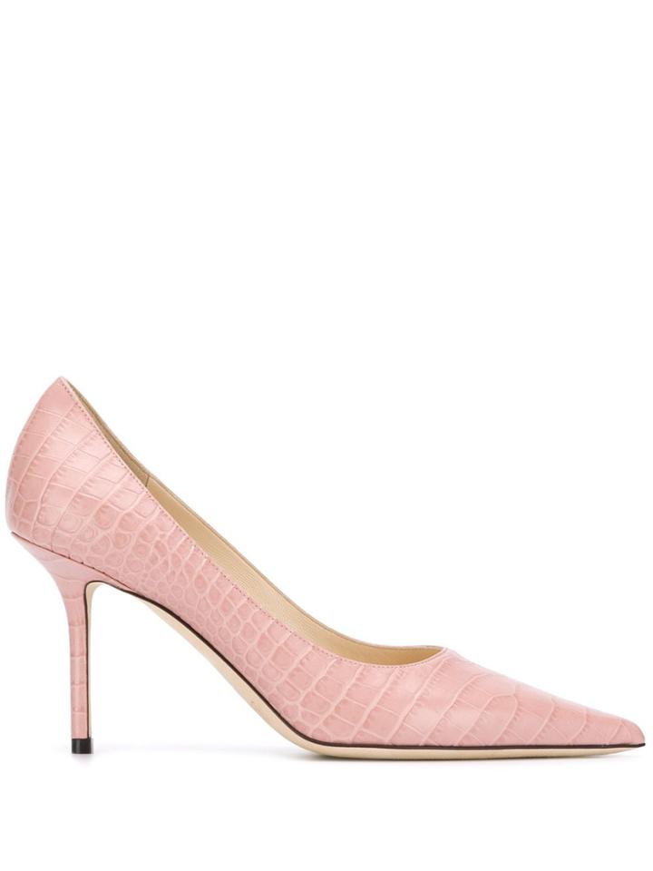 Jimmy Choo Love 85mm Crocodile-effect Pumps - Pink