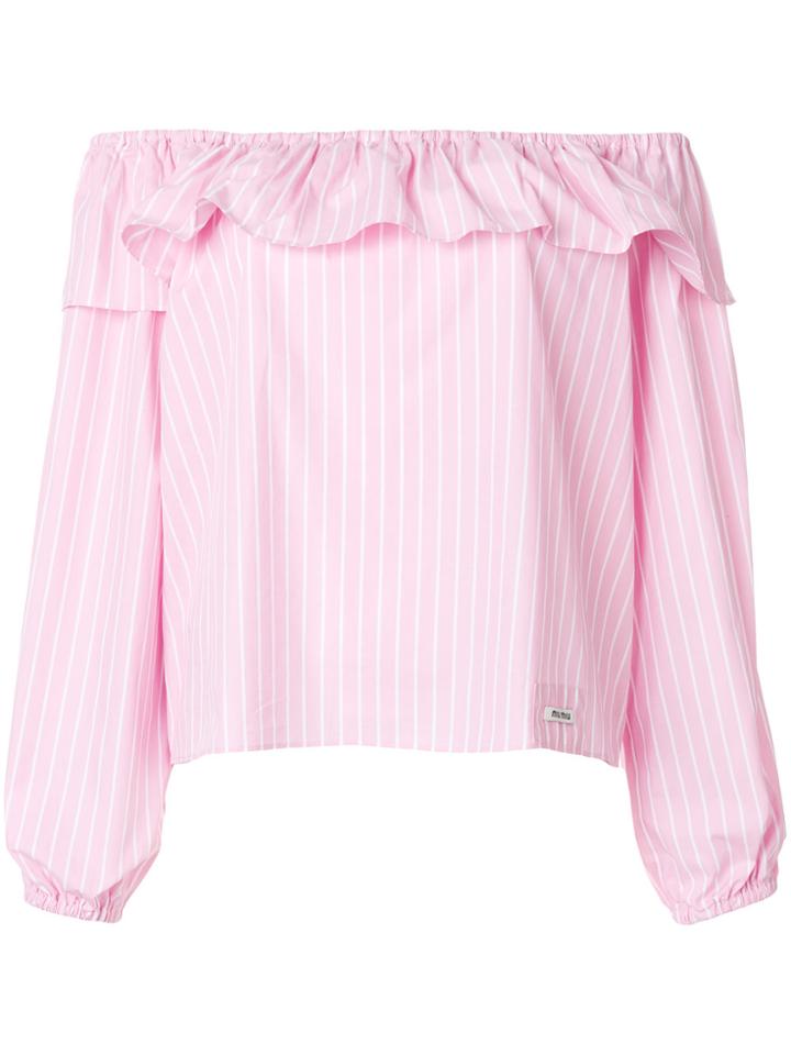 Miu Miu Bardot Shoulder Blouse - White