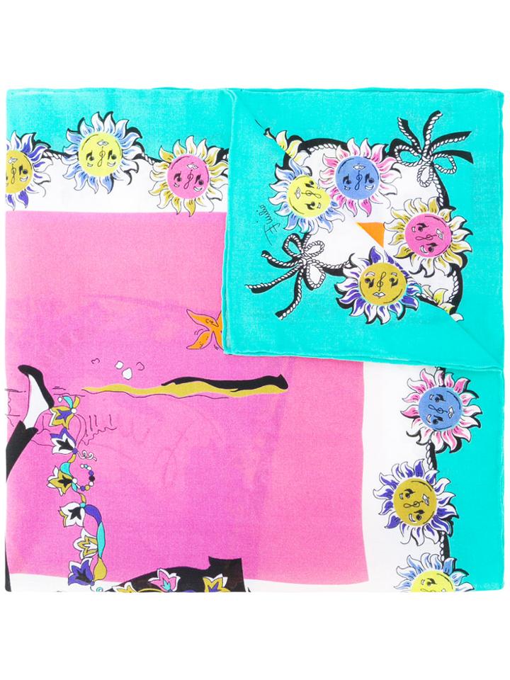 Emilio Pucci Sketch Print Scarf - Multicolour