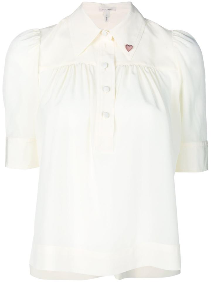 Marc Jacobs Half Sleeve Heart Collar Blouse - White
