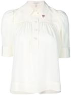 Marc Jacobs Half Sleeve Heart Collar Blouse - White
