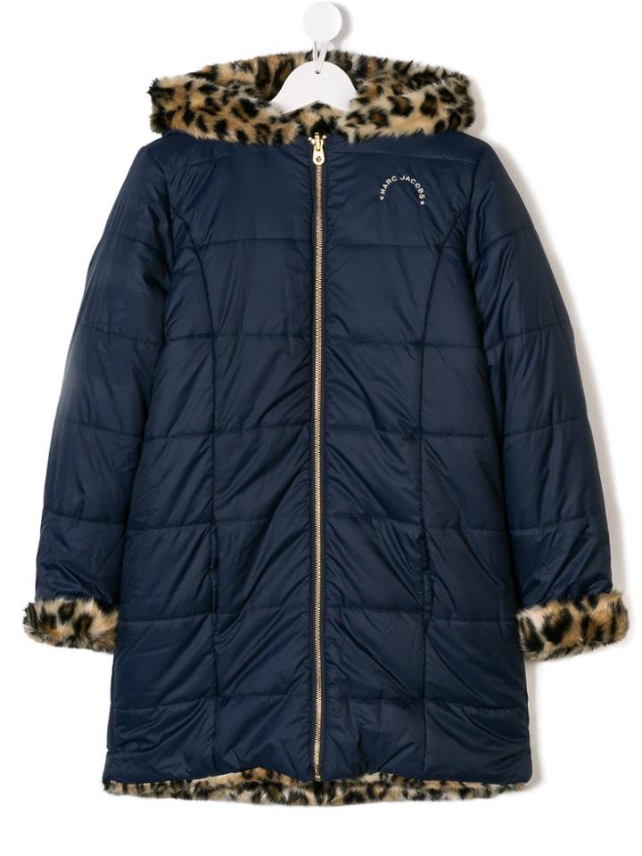 Little Marc Jacobs Teen Reversible Faux Fur And Padded Leopard Coat -