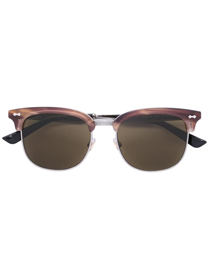 Gucci Eyewear Embossed Sunglasses, Adult Unisex, Size: 52, Brown, Acetate/metal