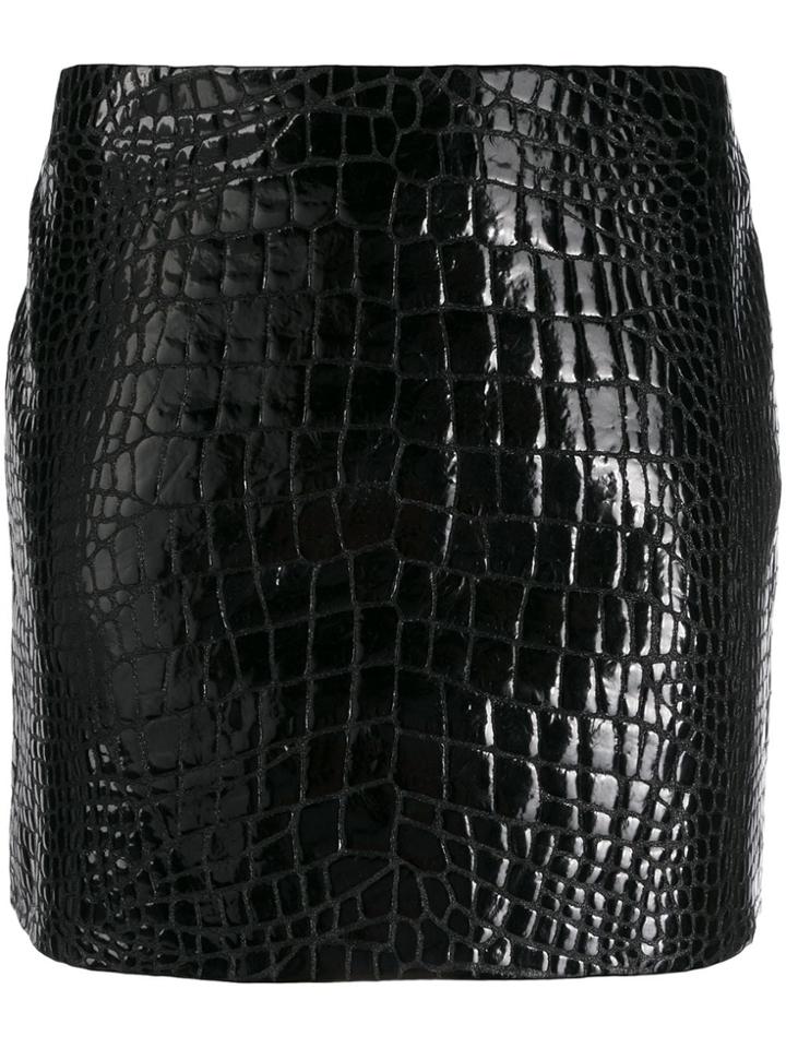 Versace Embossed Crocodile-effect Mini Skirt - Black