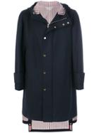Thom Browne Snap Front Hooded Parka - Blue