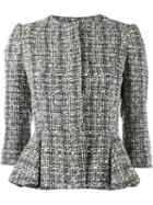 Alexander Mcqueen Bouclé Peplum Jacket, Women's, Size: 42, Black, Cotton/virgin Wool/polyamide/cupro