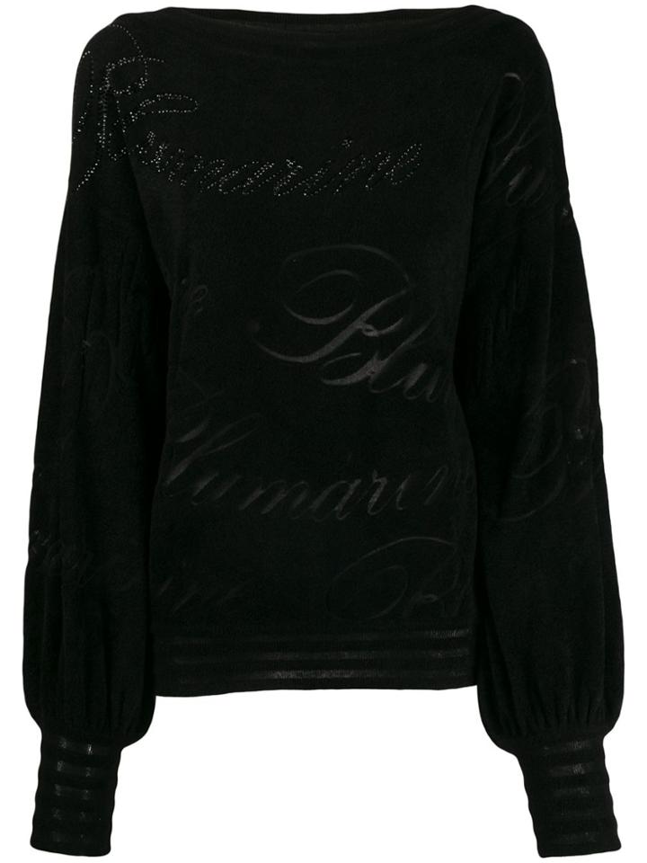 Blumarine Logo Pattern Textures Jumper - Black