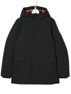 Save The Duck Kids Teen Logo Patch Hooded Coat - Grey