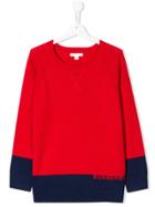 Burberry Kids Contrast Hem V-neck Sweater - Red