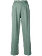 Walk Of Shame Pinstripe High Waisted Trousers - Green