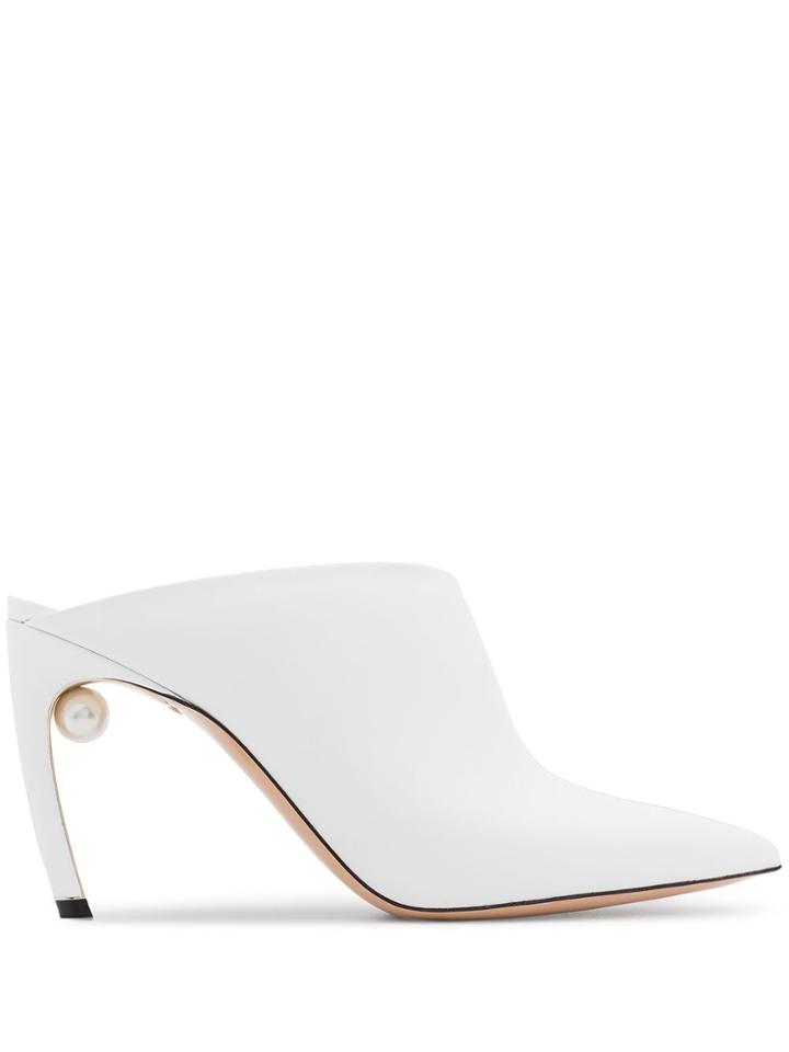 Nicholas Kirkwood White Mira 90 Leather Pearl Mules - Neutrals
