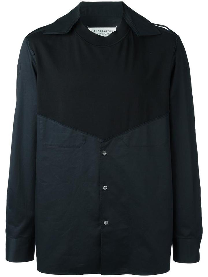 Maison Margiela Spliced Long Sleeve Shirt, Men's, Size: 40, Black, Cotton