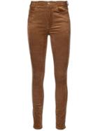 Paige High Waisted Skinny Trousers - Brown